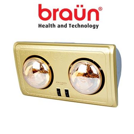 Đèn sưởi nhà tắm Braun 2 bóng vàng BU02